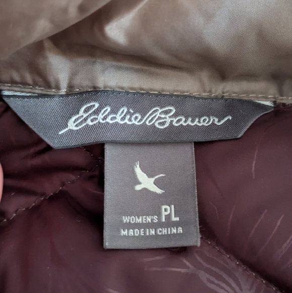 Eddie Bauer Women's Down Bronze Gold Quilted Tan Puffer Jacket L Large Petite - Picture 3 of 8